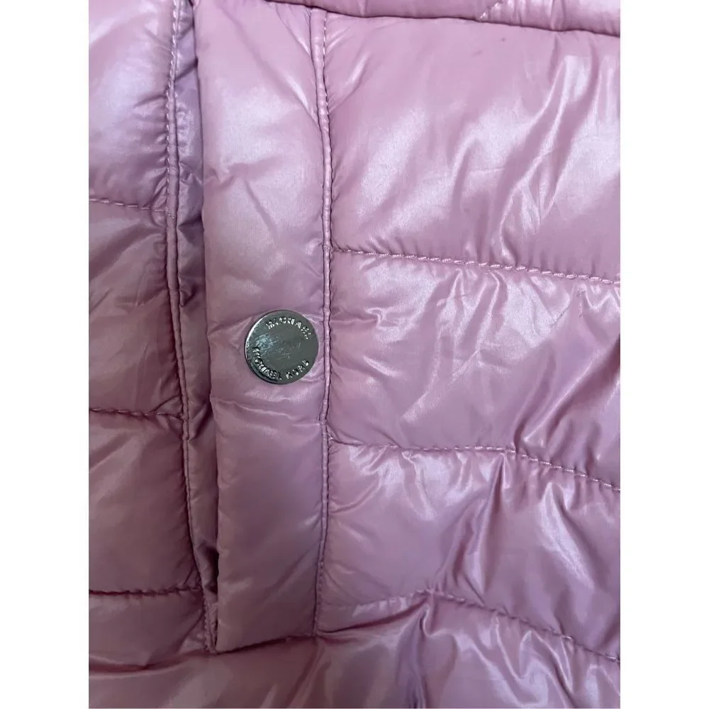 Michael Kors Girls Quilted Sherpa Lined Puffer Coat Pink Size 10/12